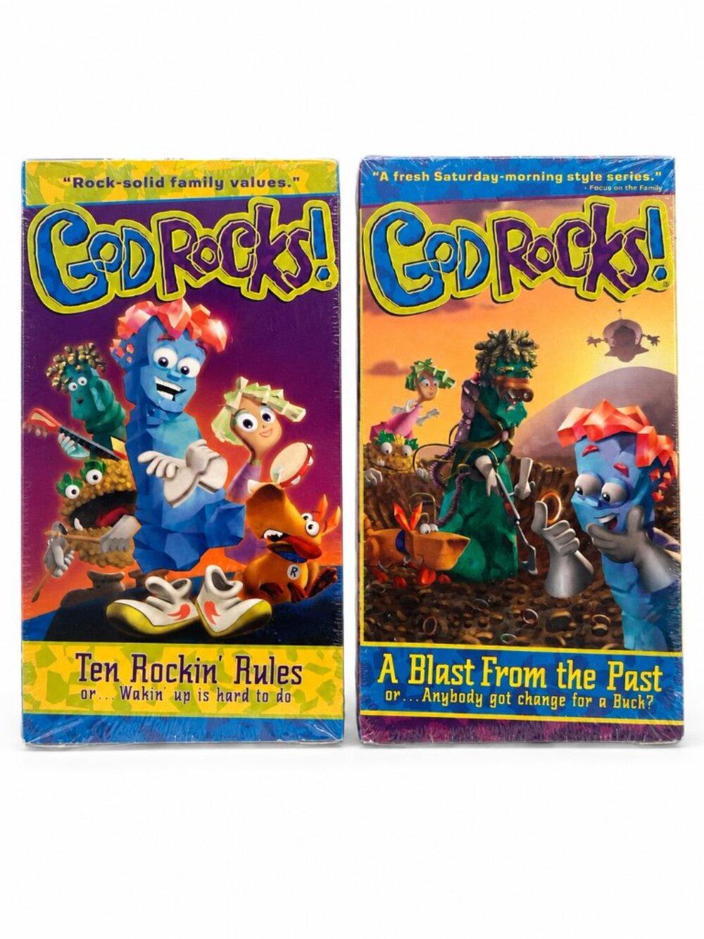 God Rocks! VHS Lot of 2 Christian Kids Videos Sealed Bible Faith Animated VIntag